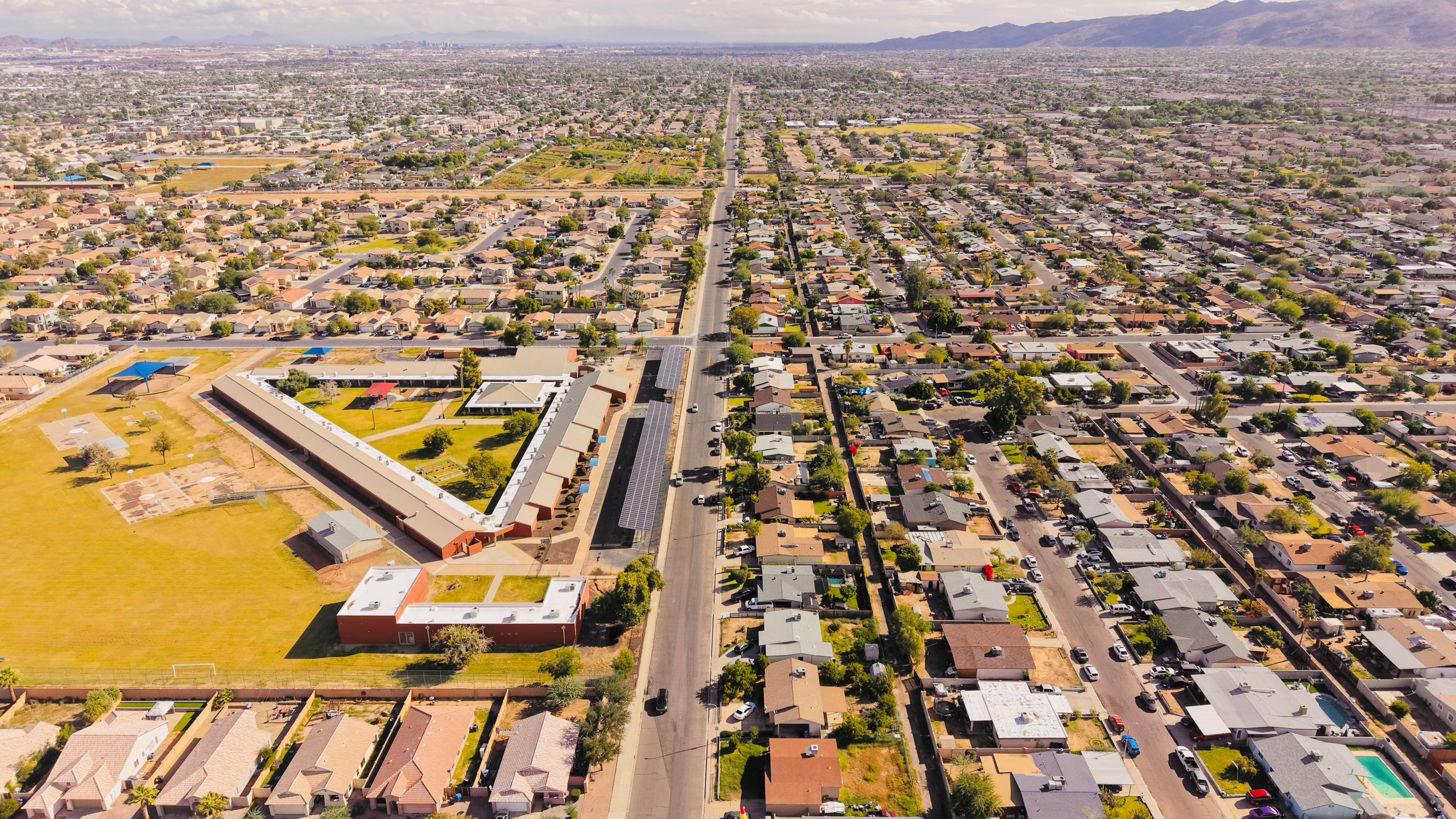 Contextual aerial photograph of an Arizona neighborhood